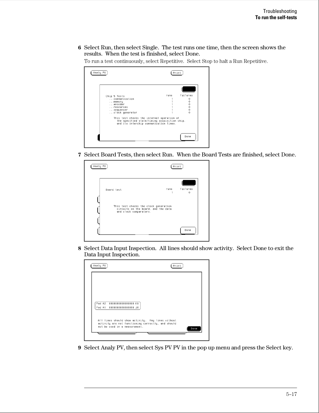 Agilent Technologies 01664-97005 manual To run the self-tests 