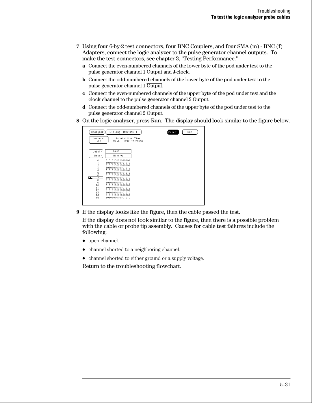 Agilent Technologies 01664-97005 manual Return to the troubleshooting flowchart 