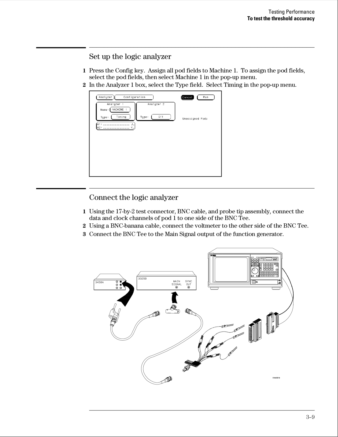 Agilent Technologies 01664-97005 Set up the logic analyzer, Connect the logic analyzer, To test the threshold accuracy 