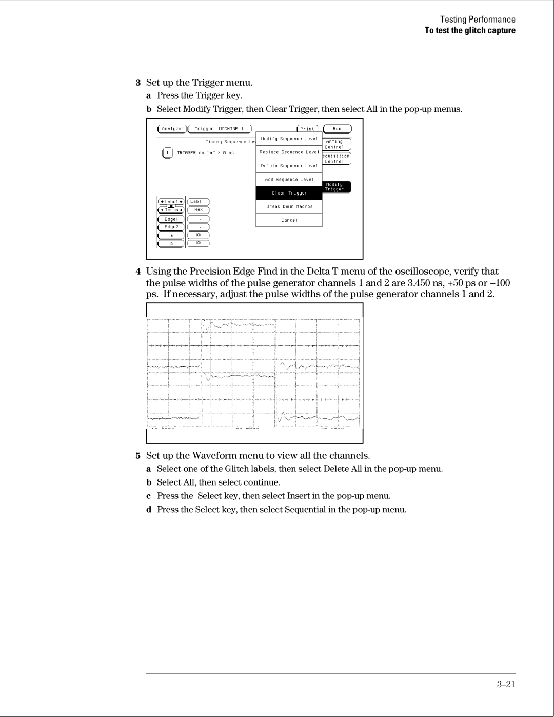 Agilent Technologies 01664-97005 manual Set up the Waveform menu to view all the channels 