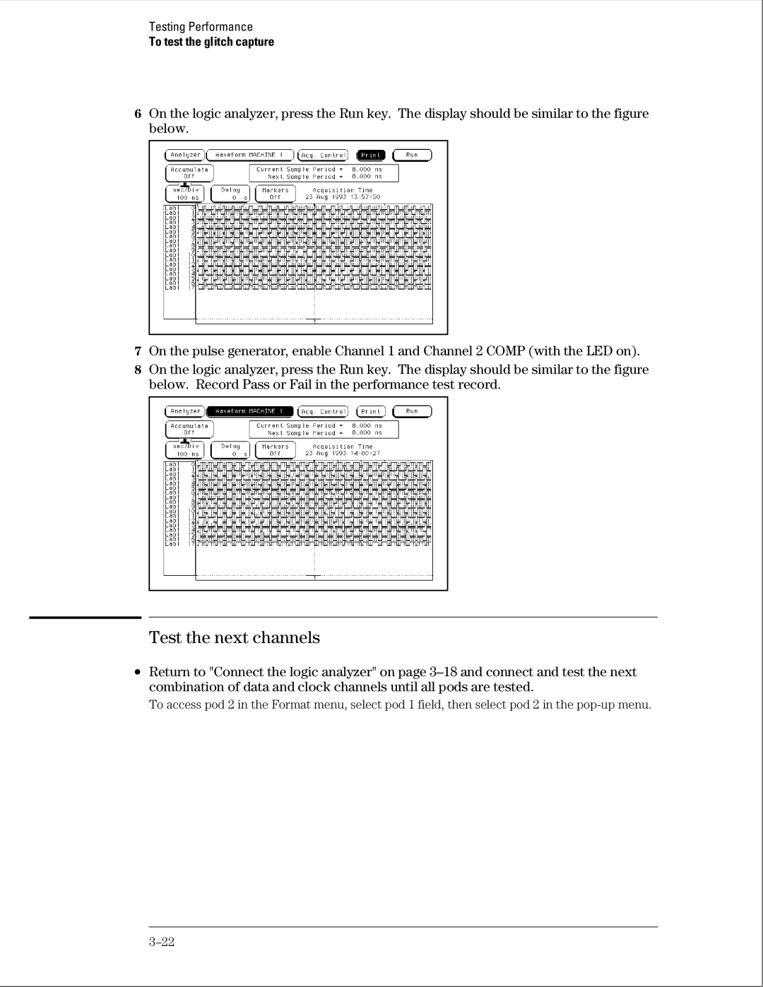 Agilent Technologies 01664-97005 manual Test the next channels 