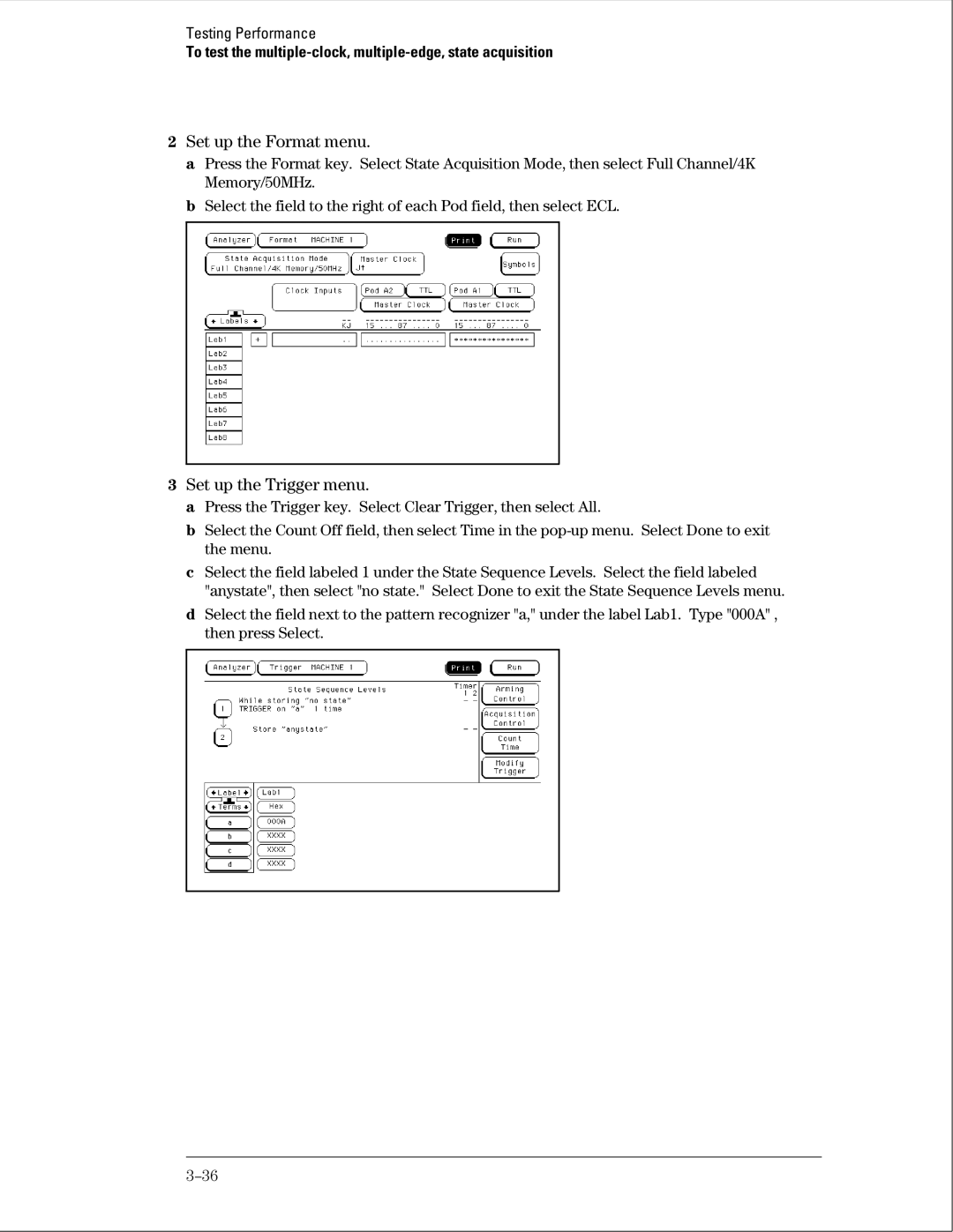 Agilent Technologies 01664-97005 manual Set up the Format menu 