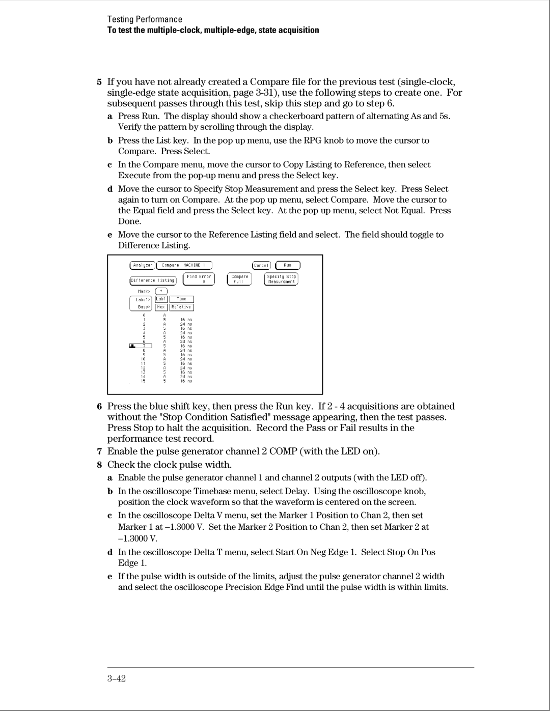 Agilent Technologies 01664-97005 manual To test the multiple-clock, multiple-edge, state acquisition 