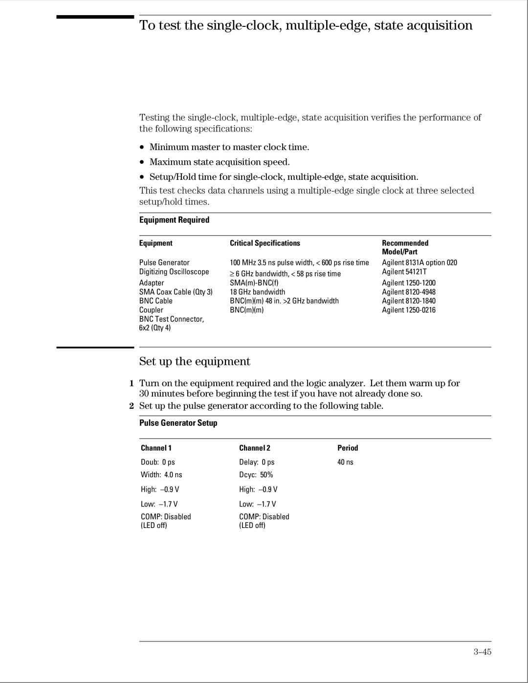 Agilent Technologies 01664-97005 manual To test the single-clock, multiple-edge, state acquisition 