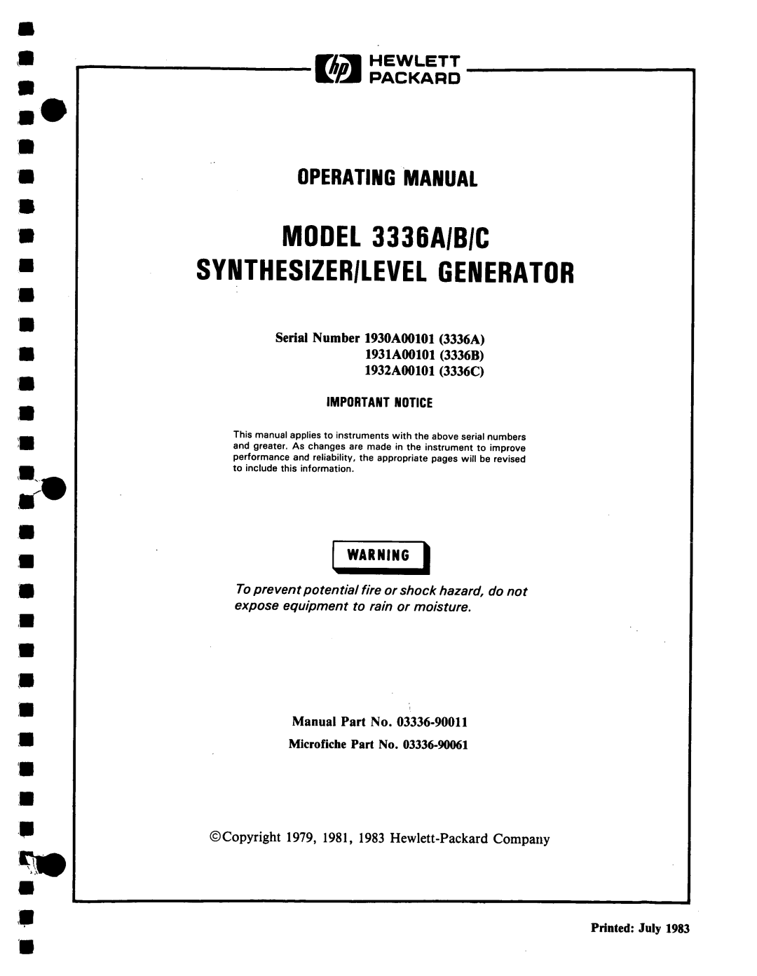 Agilent Technologies 03336-90011 manual 