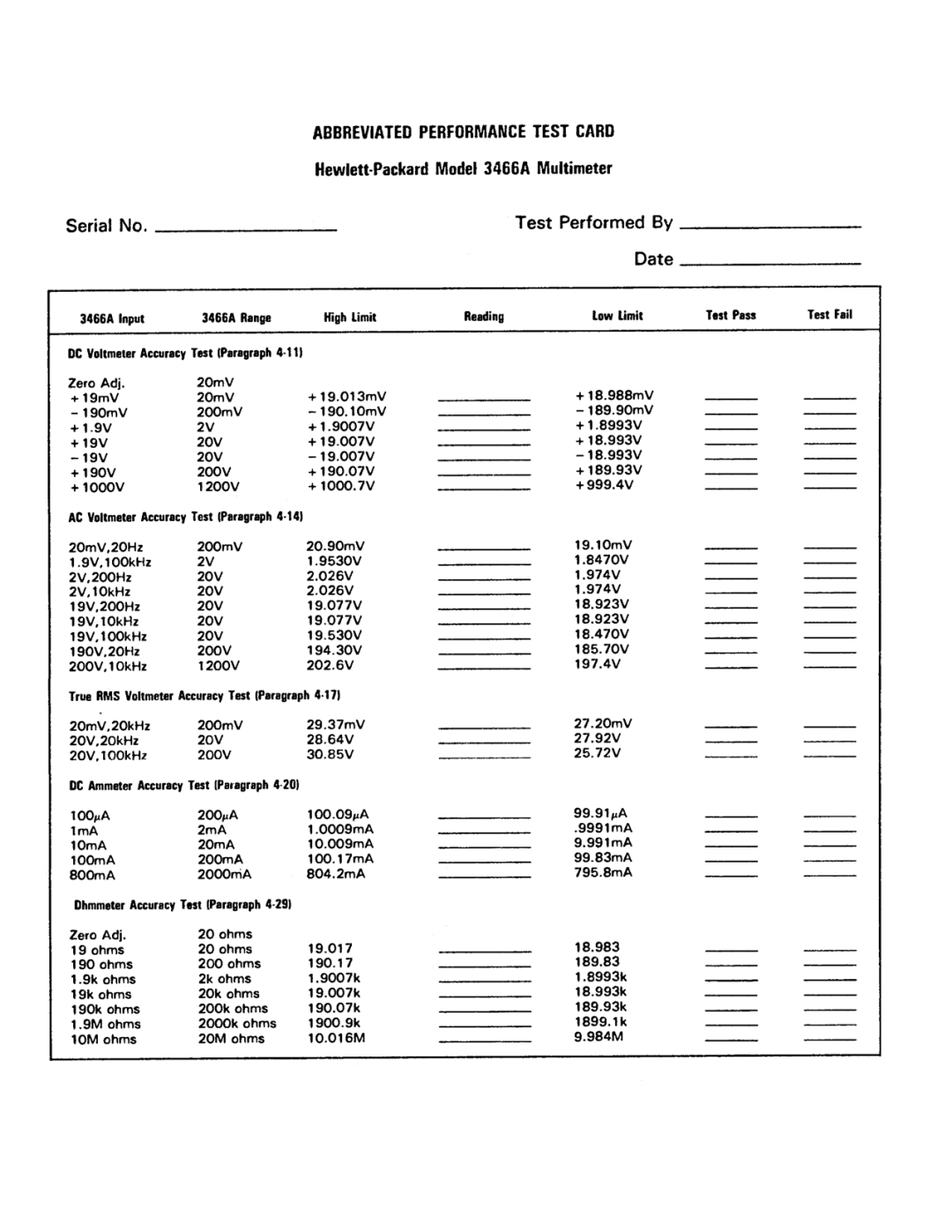 Agilent Technologies 03466-90003 service manual 