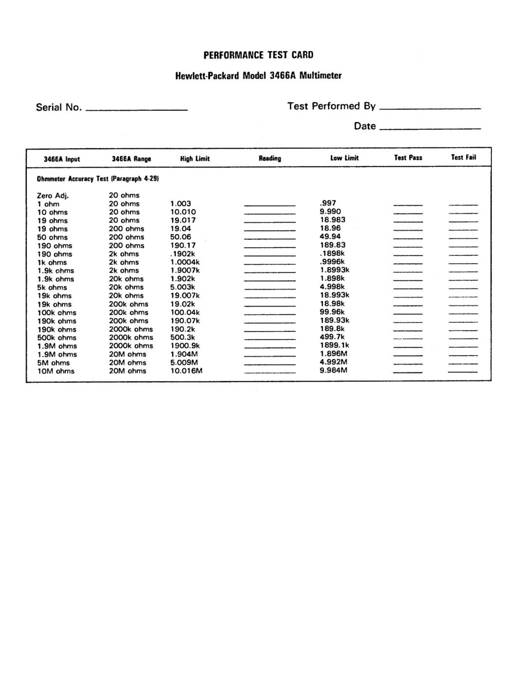 Agilent Technologies 03466-90003 service manual 