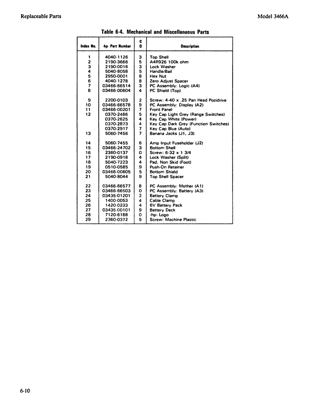 Agilent Technologies 03466-90003 service manual 