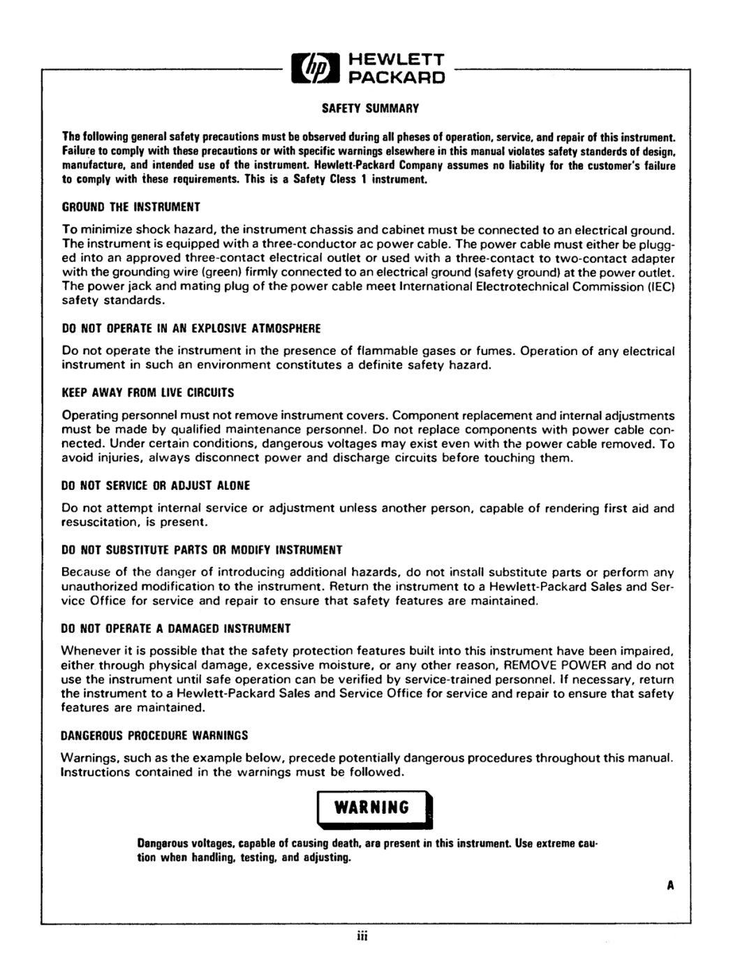 Agilent Technologies 03466-90003 service manual 