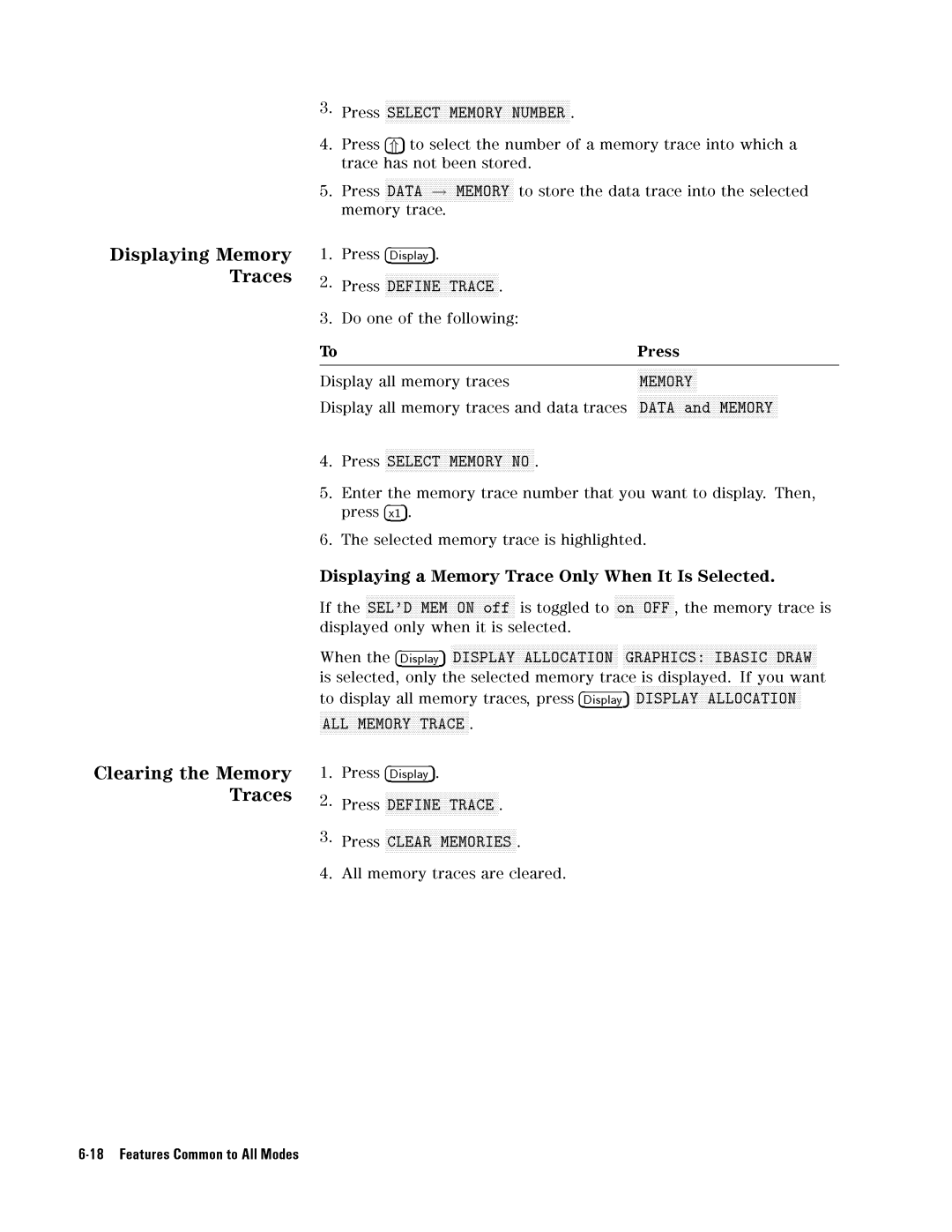 Agilent Technologies 04291-90031 manual 18FeaturesCommontoAllModes 