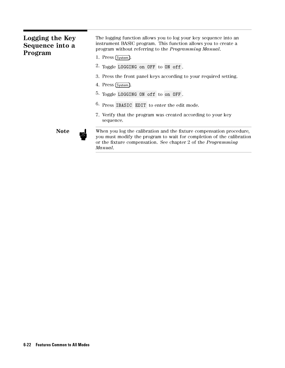 Agilent Technologies 04291-90031 manual 22FeaturesCommontoAllModes 