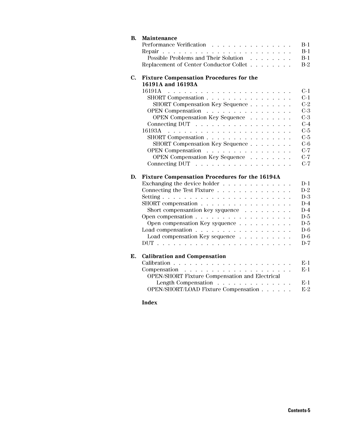 Agilent Technologies 04291-90031 manual Contents-5 