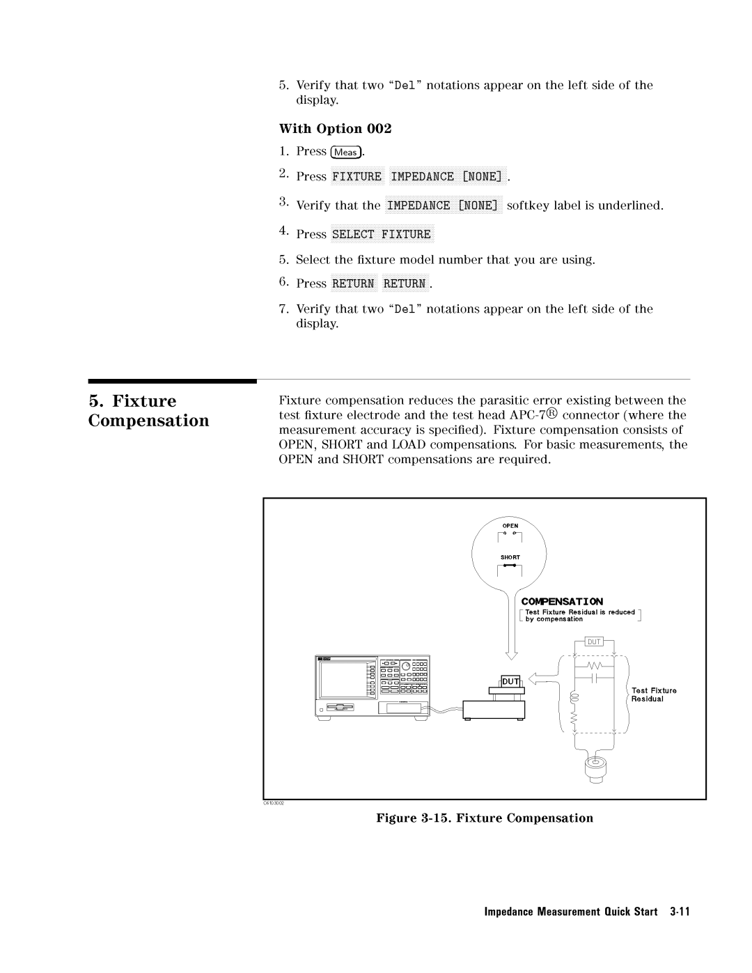 Agilent Technologies 04291-90031 manual FixtureImpedanceCompensationMeasurementQuickStart3-11 