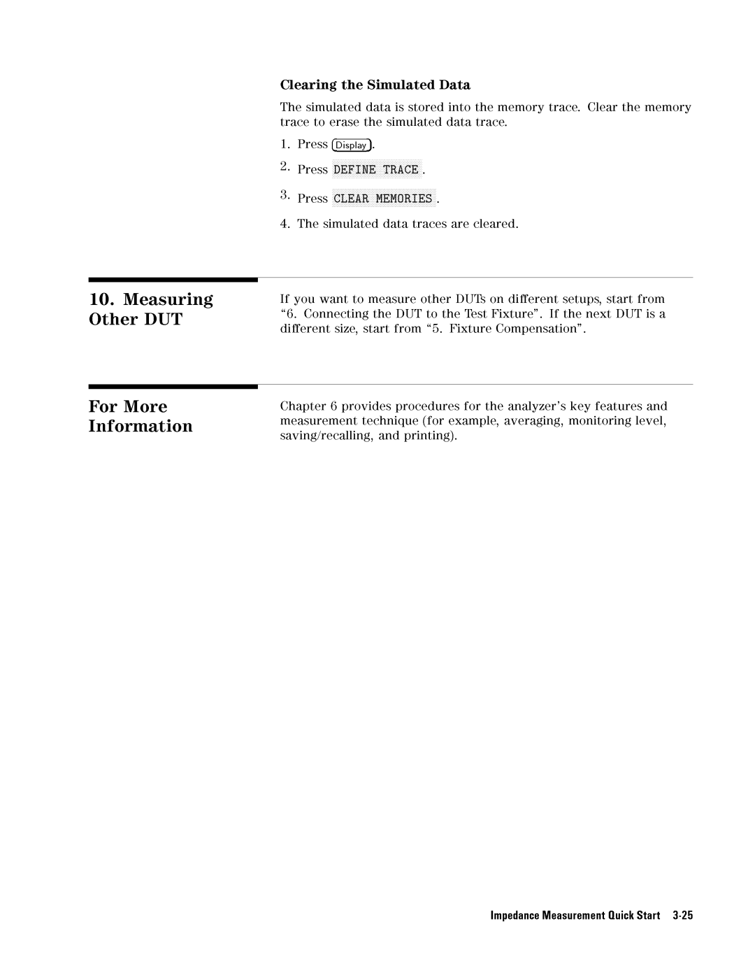 Agilent Technologies 04291-90031 manual ImpedanceMeasurementQuickStart3-25 