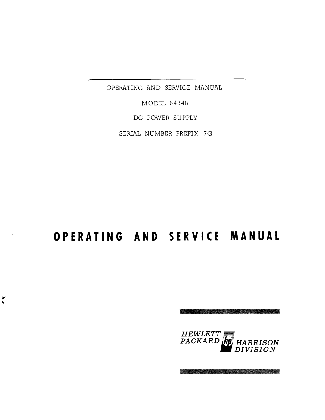Agilent Technologies 0634-90001 service manual 