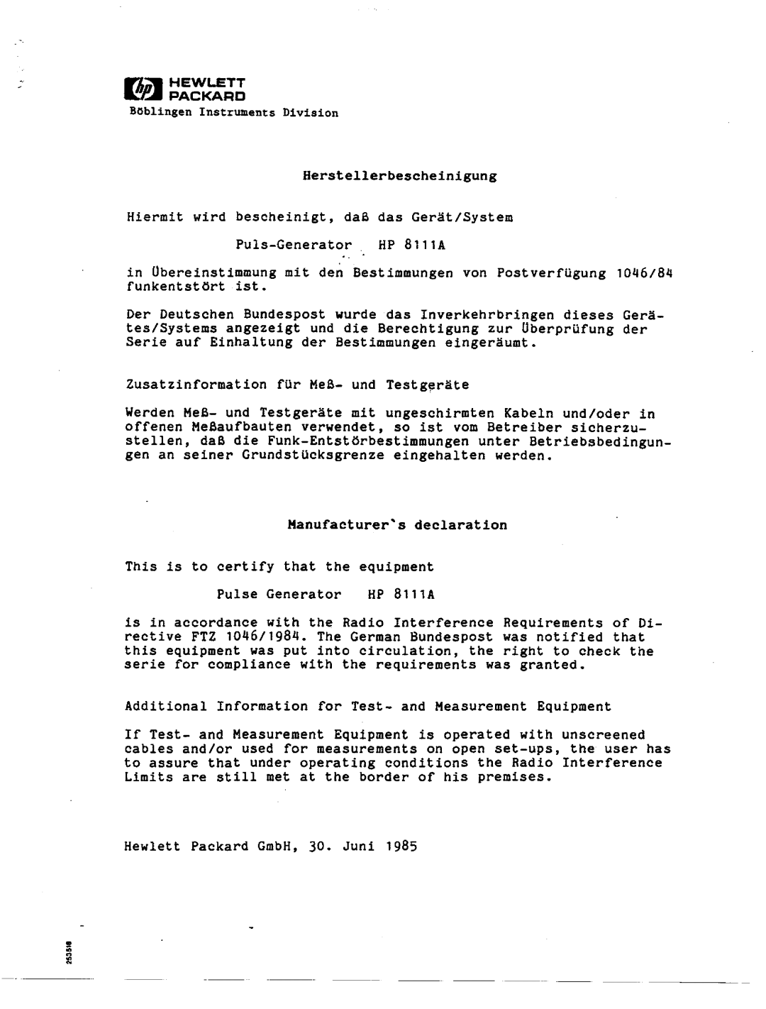 Agilent Technologies 08111-90002 service manual 