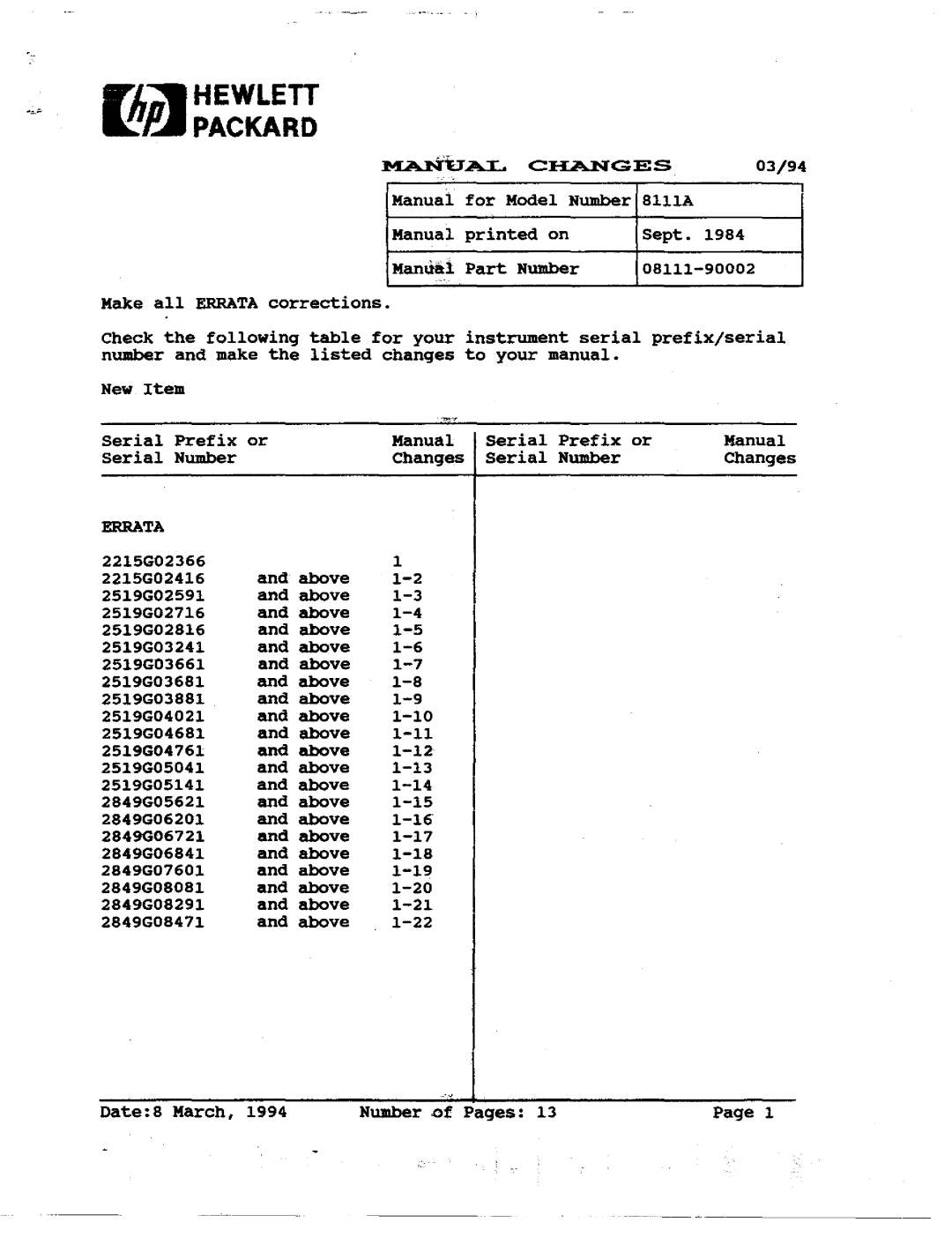 Agilent Technologies 08111-90002 service manual 