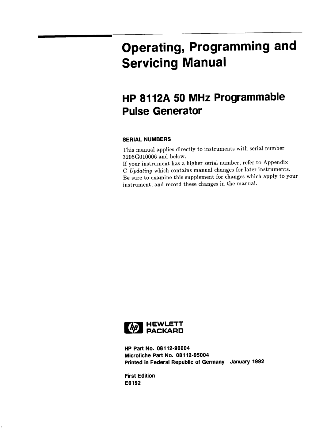 Agilent Technologies 08112-90004 service manual 