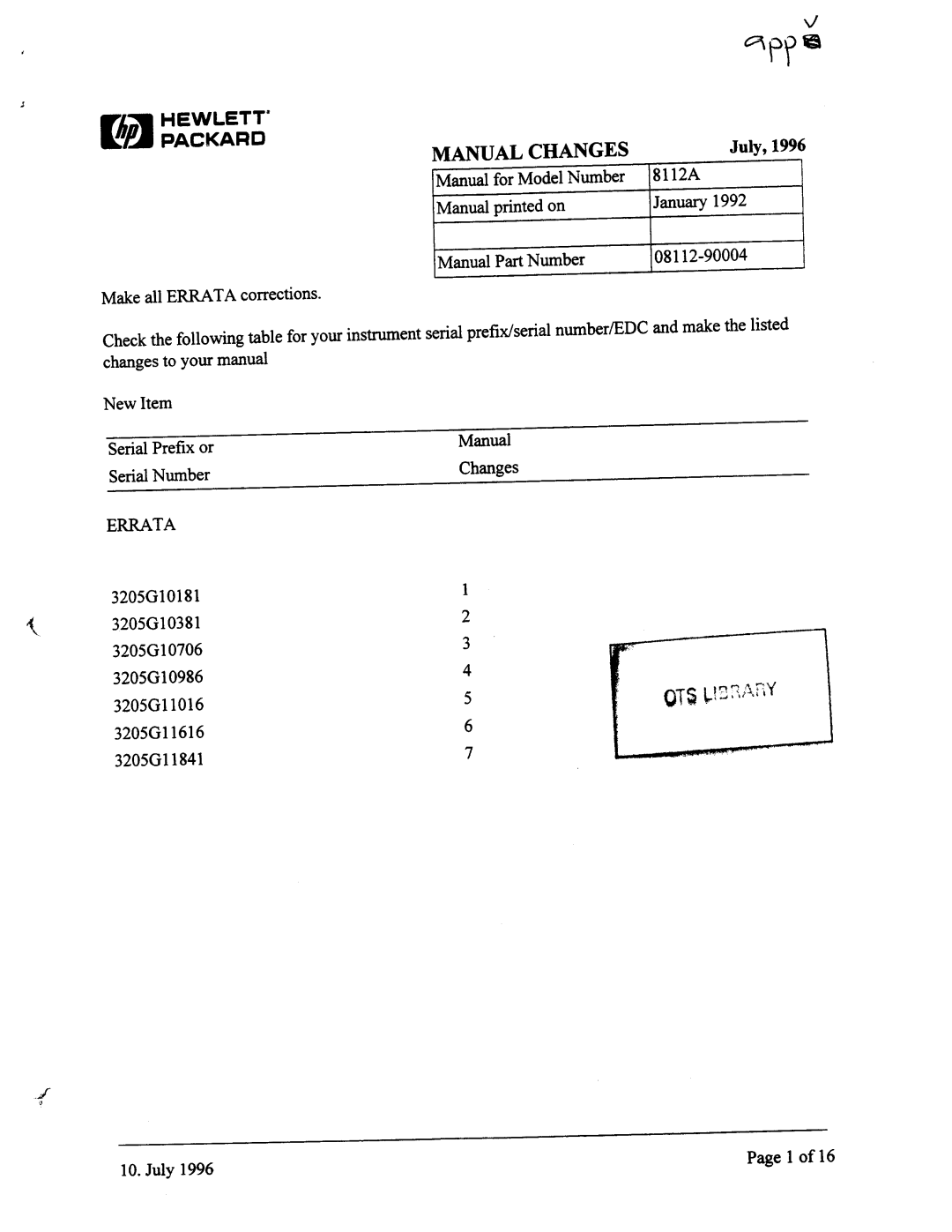 Agilent Technologies 08112-90004 service manual 