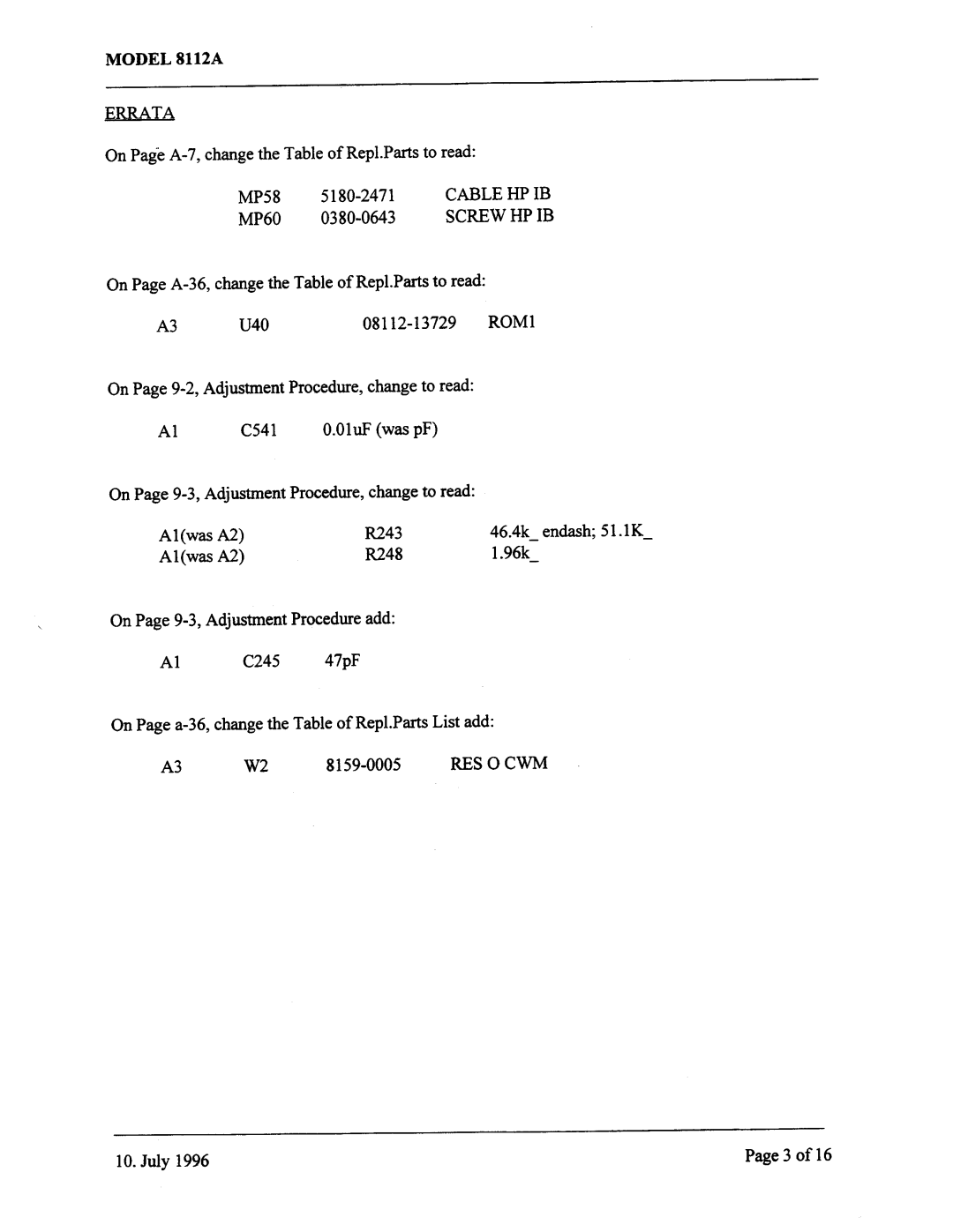 Agilent Technologies 08112-90004 service manual 