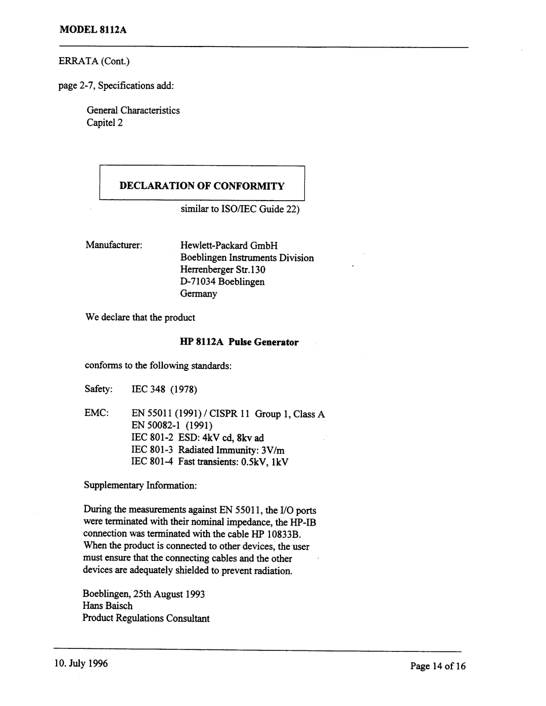 Agilent Technologies 08112-90004 service manual 