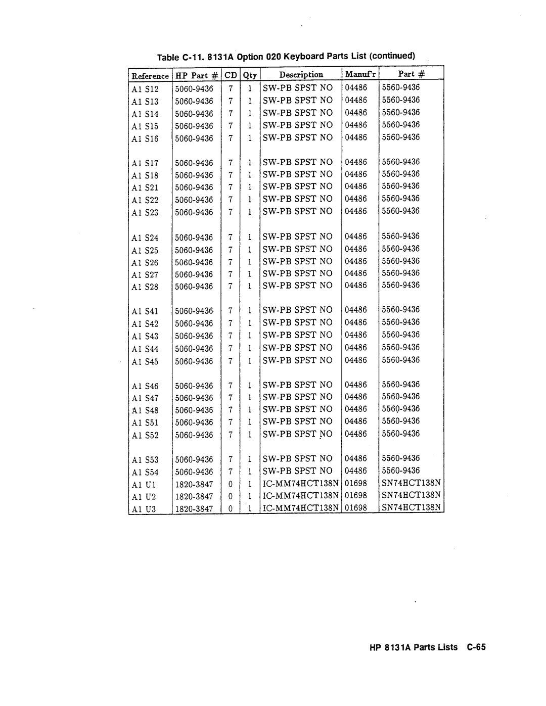 Agilent Technologies 08131-90001 service manual 