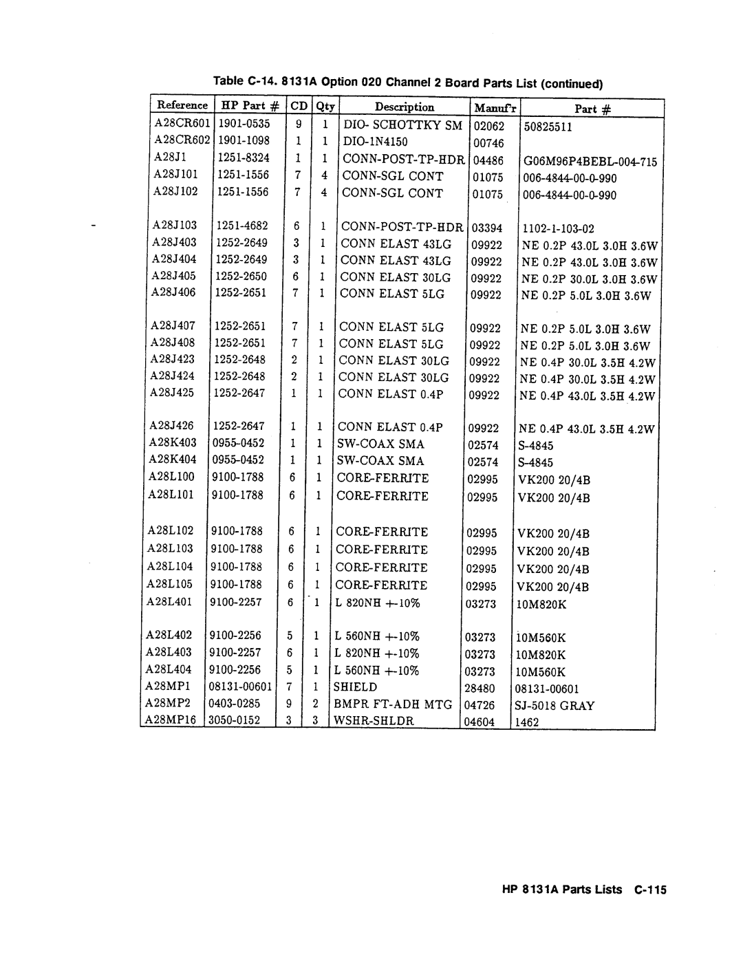 Agilent Technologies 08131-90001 service manual 