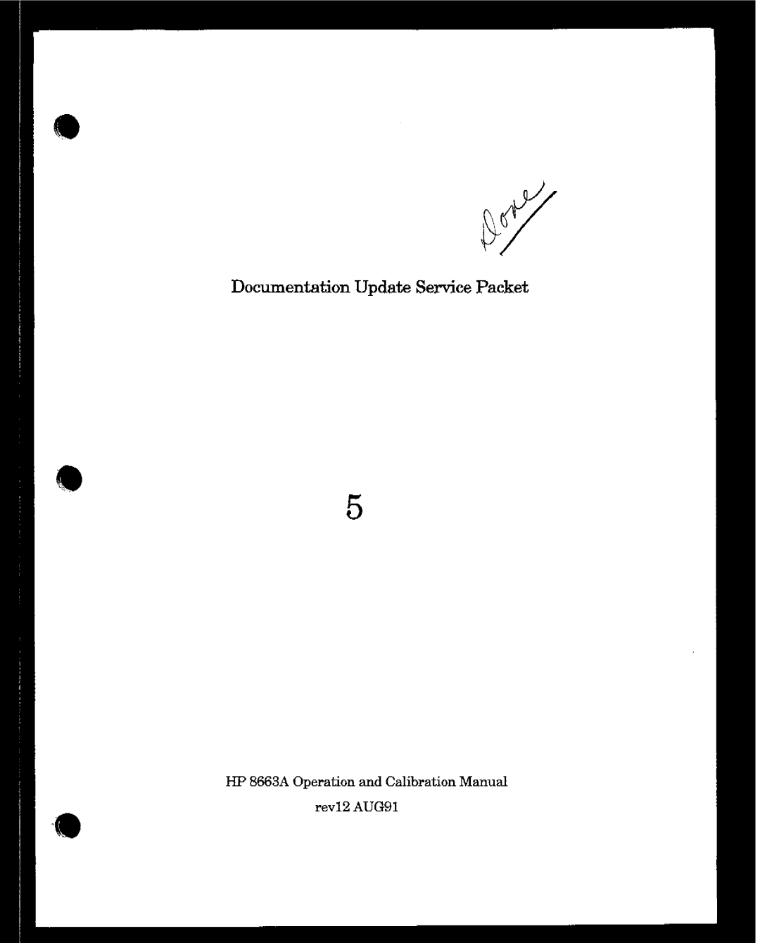 Agilent Technologies 08663-90069 manual Documentation Update Service Packet 