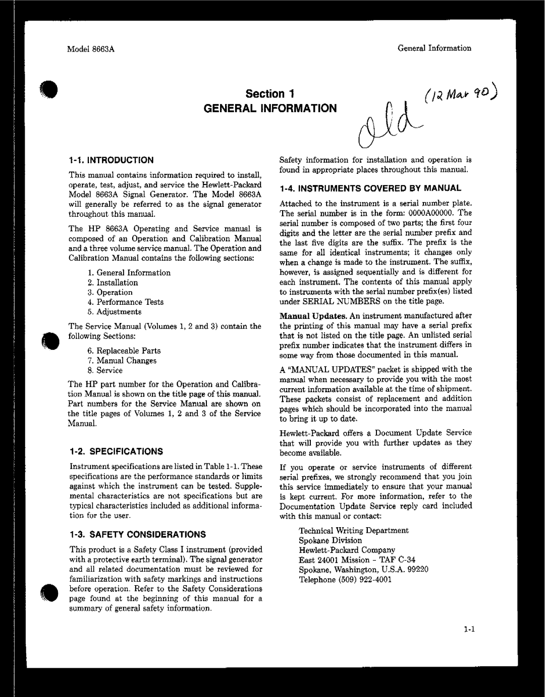 Agilent Technologies 08663-90069 manual General Information 