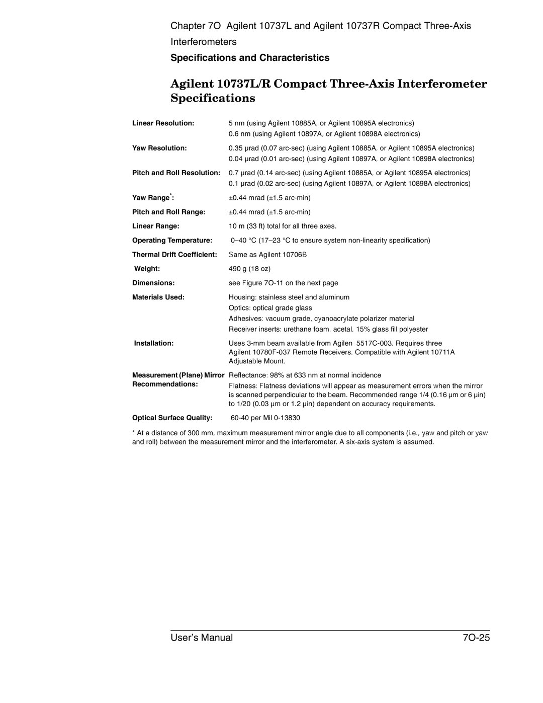 Agilent Technologies 10737R, 10737L manual 7O-25 