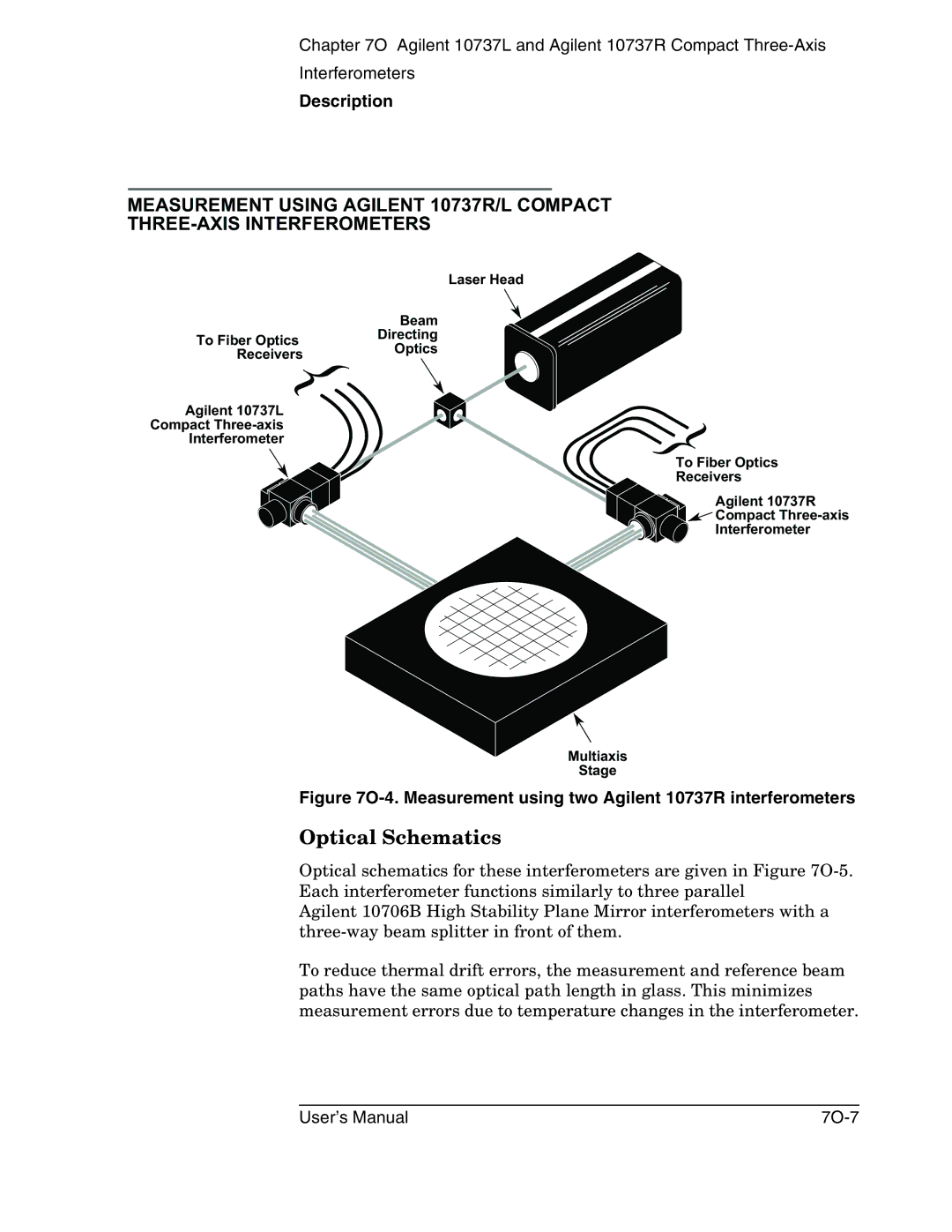 Agilent Technologies 10737L manual Optical Schematics, Measurement using two Agilent 10737R interferometers 