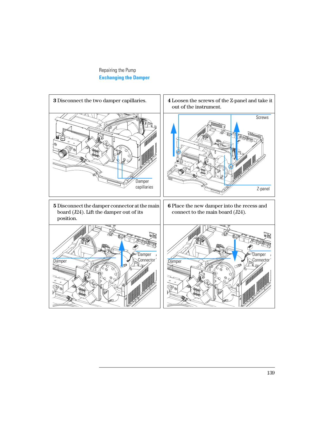 Agilent Technologies 1100 Series manual Disconnect the two damper capillaries 