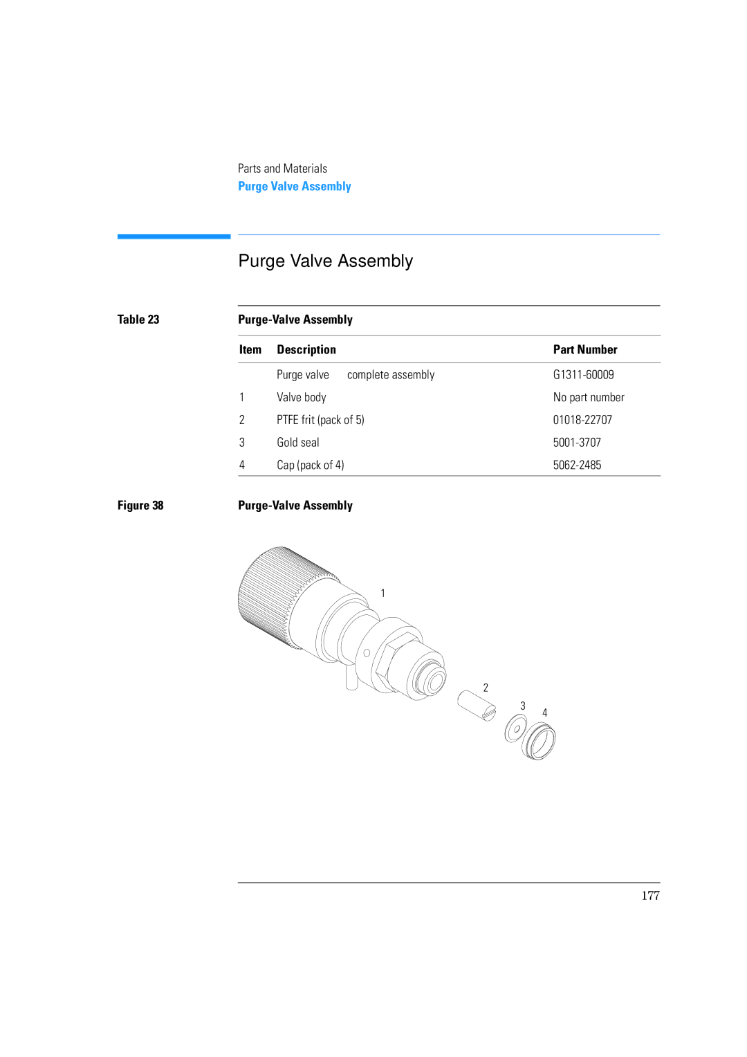 Agilent Technologies 1100 Series manual Purge Valve Assembly, Purge-Valve Assembly Description Part Number 