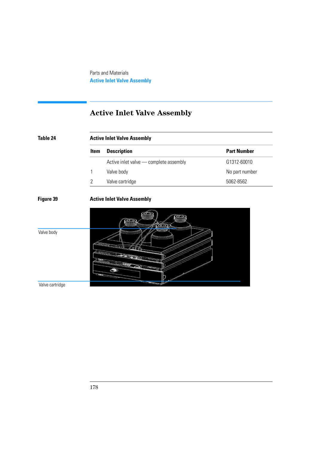 Agilent Technologies 1100 Series manual Active Inlet Valve Assembly Description Part Number 