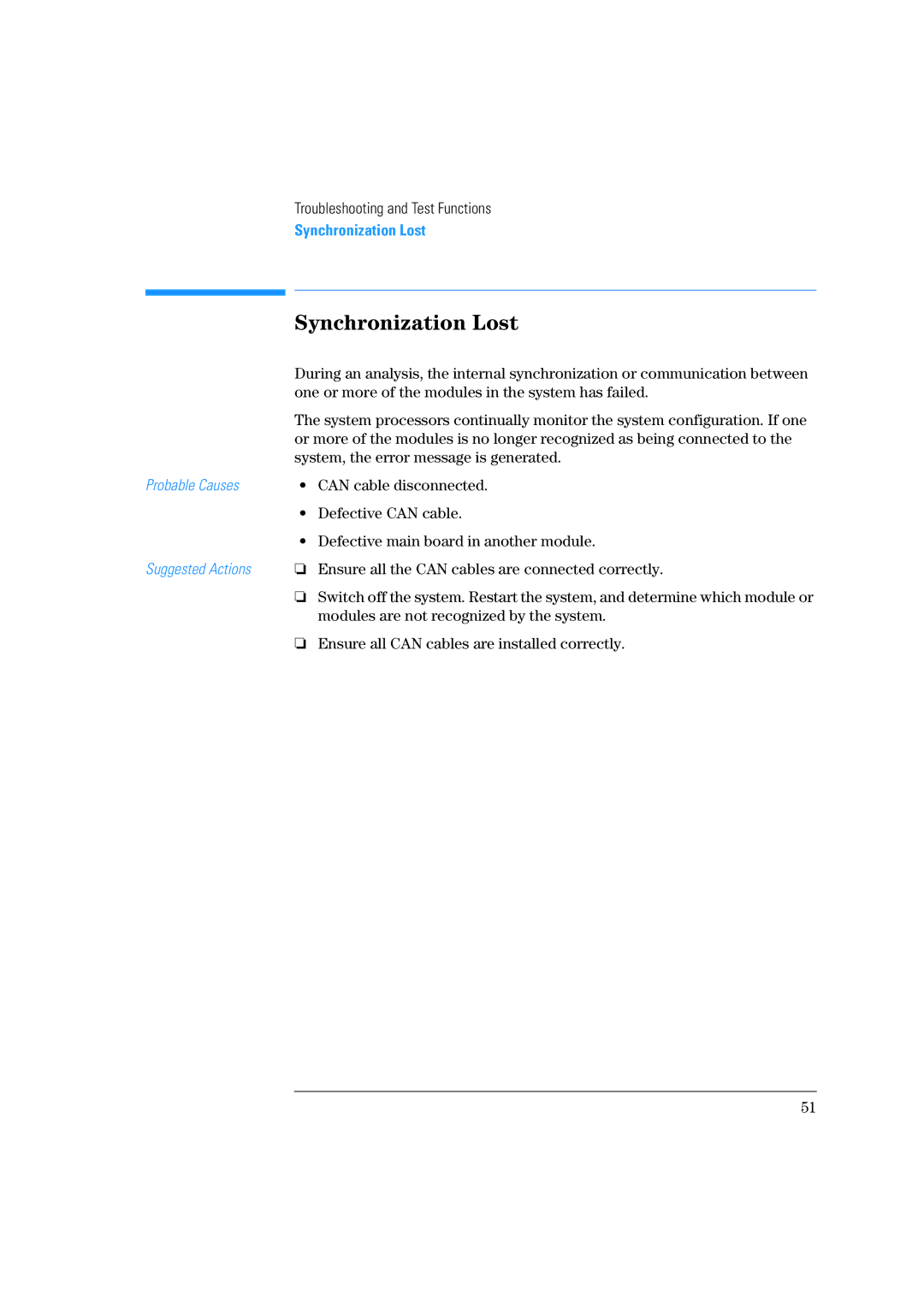 Agilent Technologies 1100 Series manual Synchronization Lost 