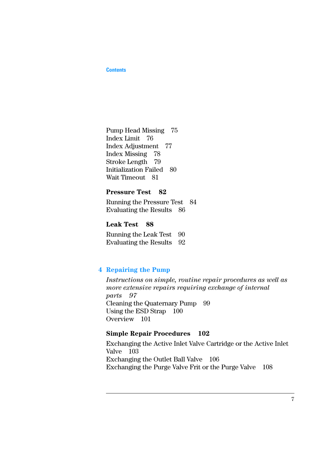 Agilent Technologies 1100 Series manual Pressure Test, Leak Test 