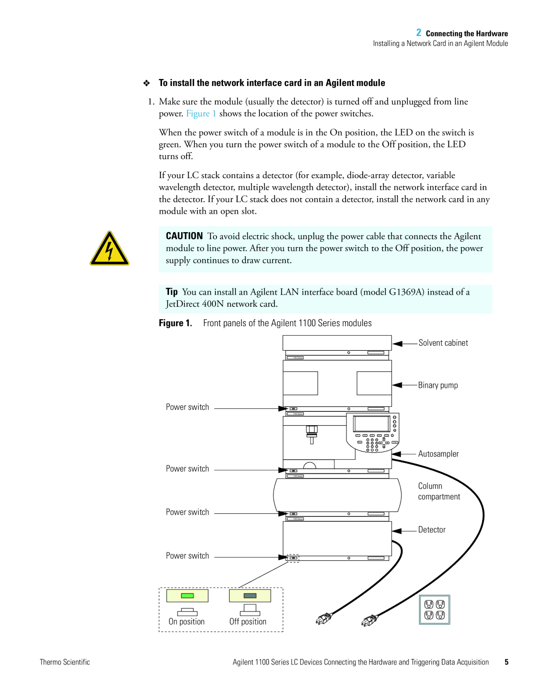 Agilent Technologies 1100 Series manual To install the network interface card in an Agilent module 