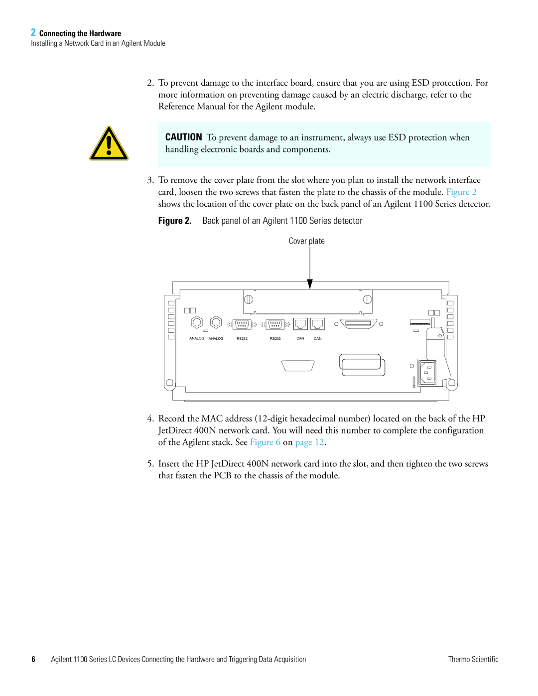 Agilent Technologies manual Back panel of an Agilent 1100 Series detector 