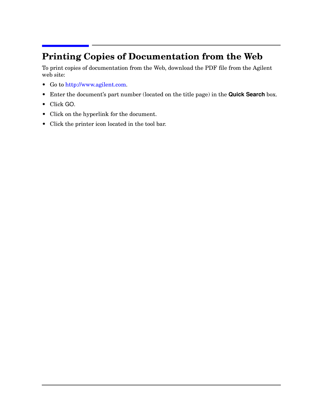 Agilent Technologies 11694A service manual Printing Copies of Documentation from the Web 