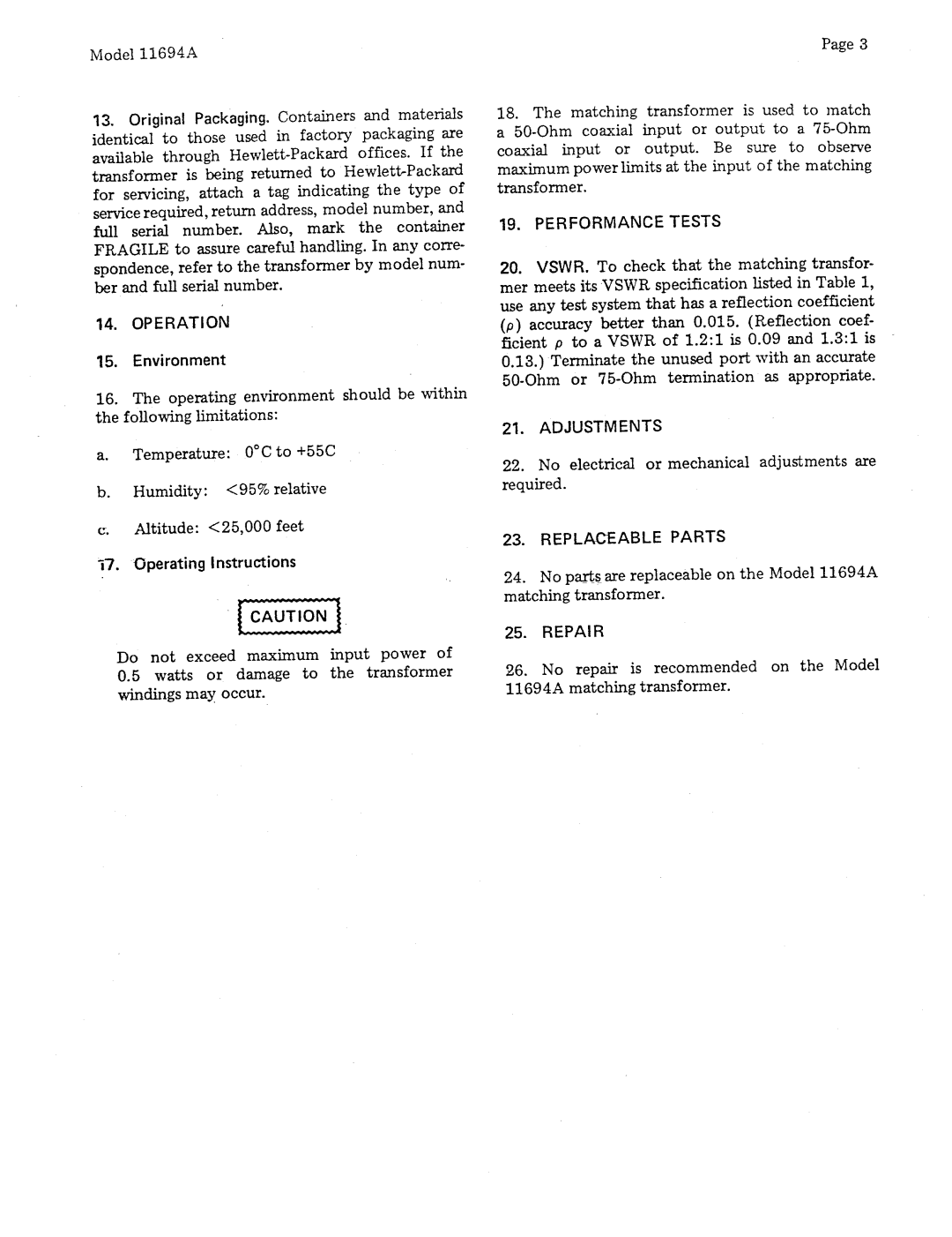 Agilent Technologies 11694A service manual 