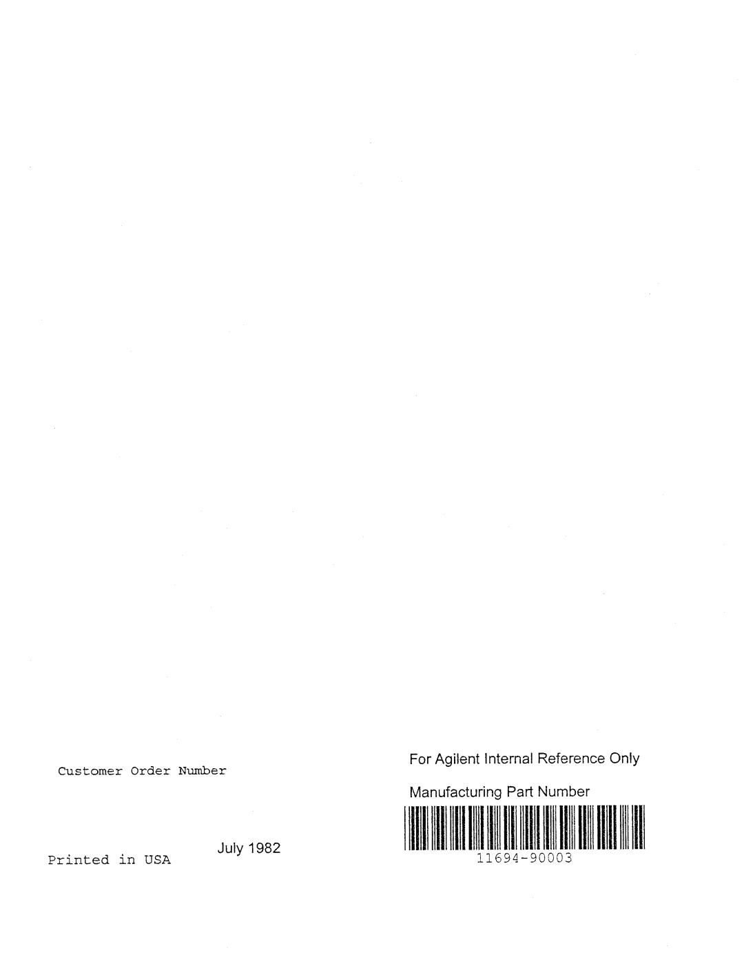 Agilent Technologies 11694A service manual 