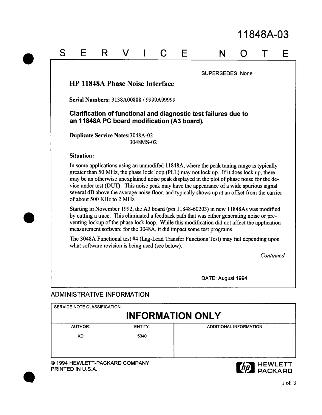 Agilent Technologies 11848-90004 service manual 