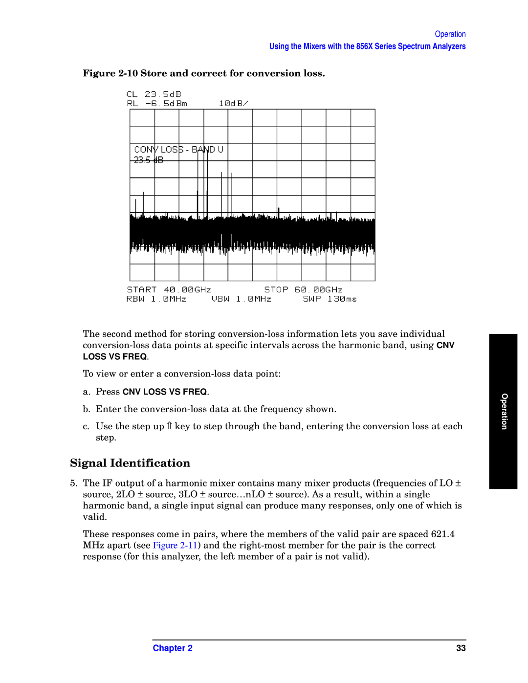 Agilent Technologies 11970-90031 manual Signal Identification, Store and correct for conversion loss 