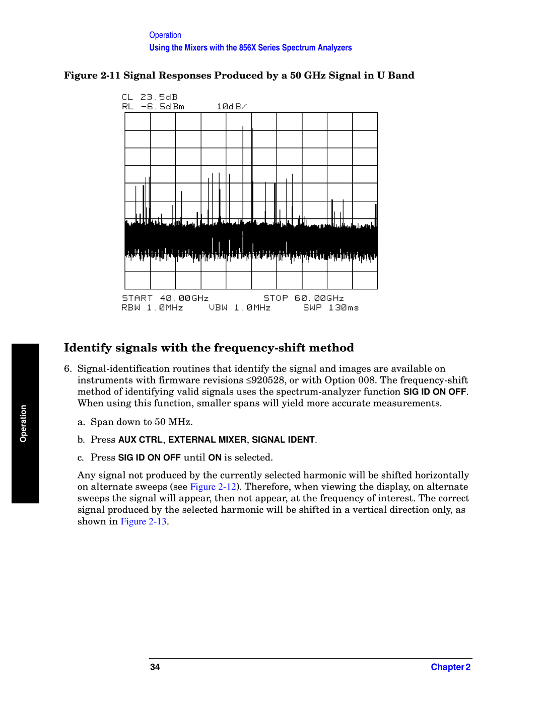 Agilent Technologies 11970-90031 manual Identify signals with the frequency-shift method 