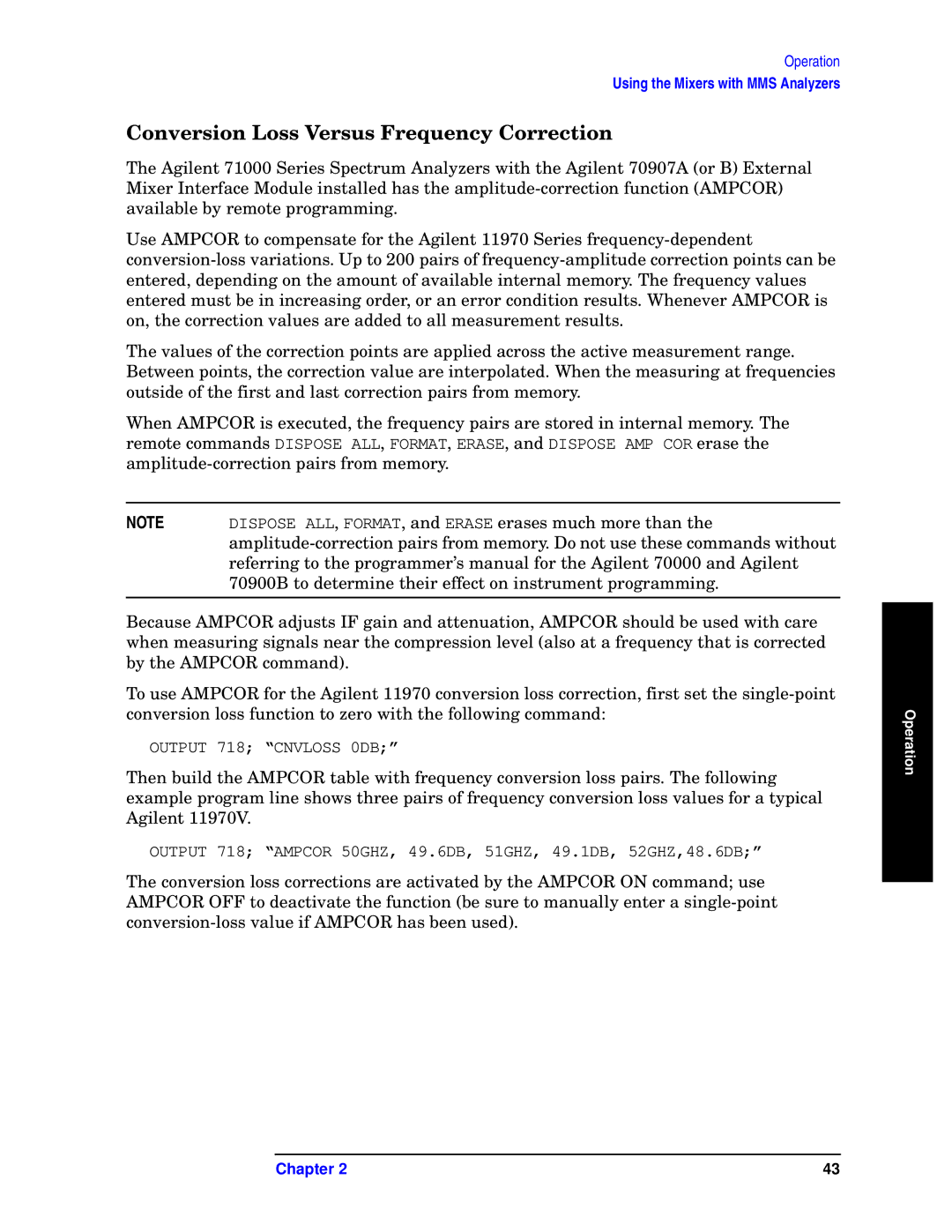 Agilent Technologies 11970-90031 manual Conversion Loss Versus Frequency Correction 