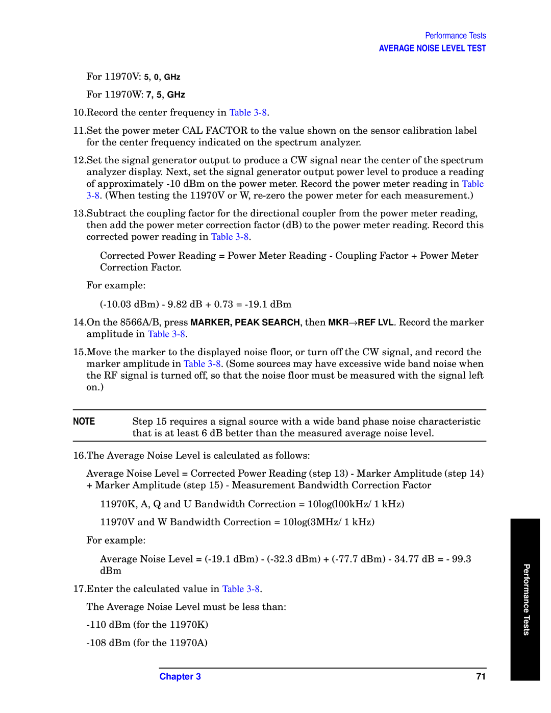 Agilent Technologies 11970-90031 manual Average Noise Level Test 