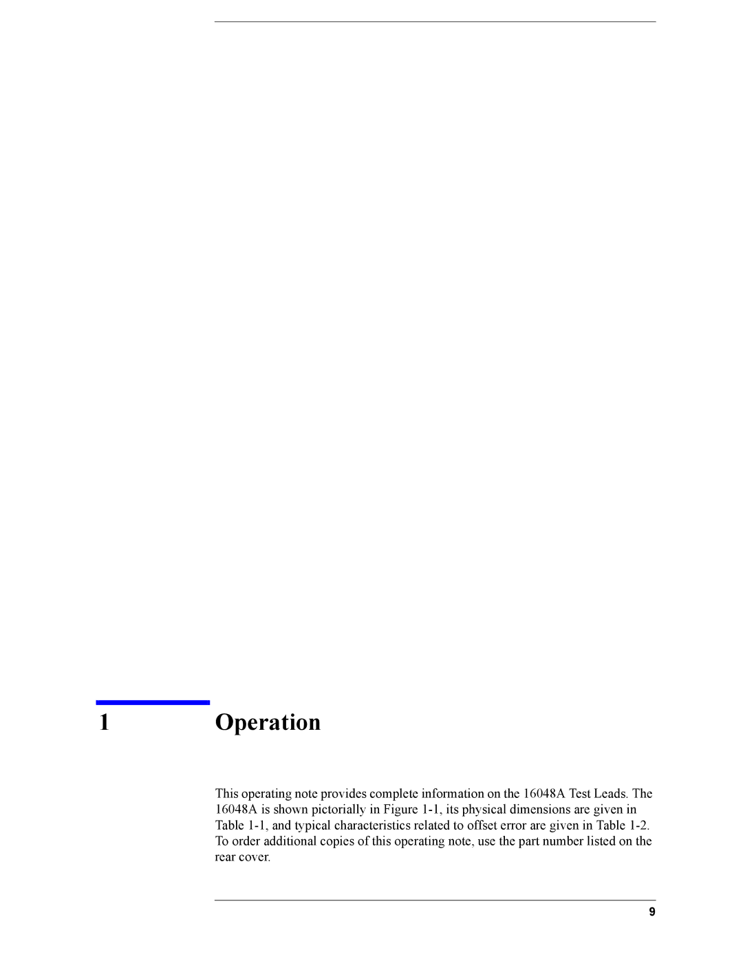 Agilent Technologies 16048A service manual Operation 