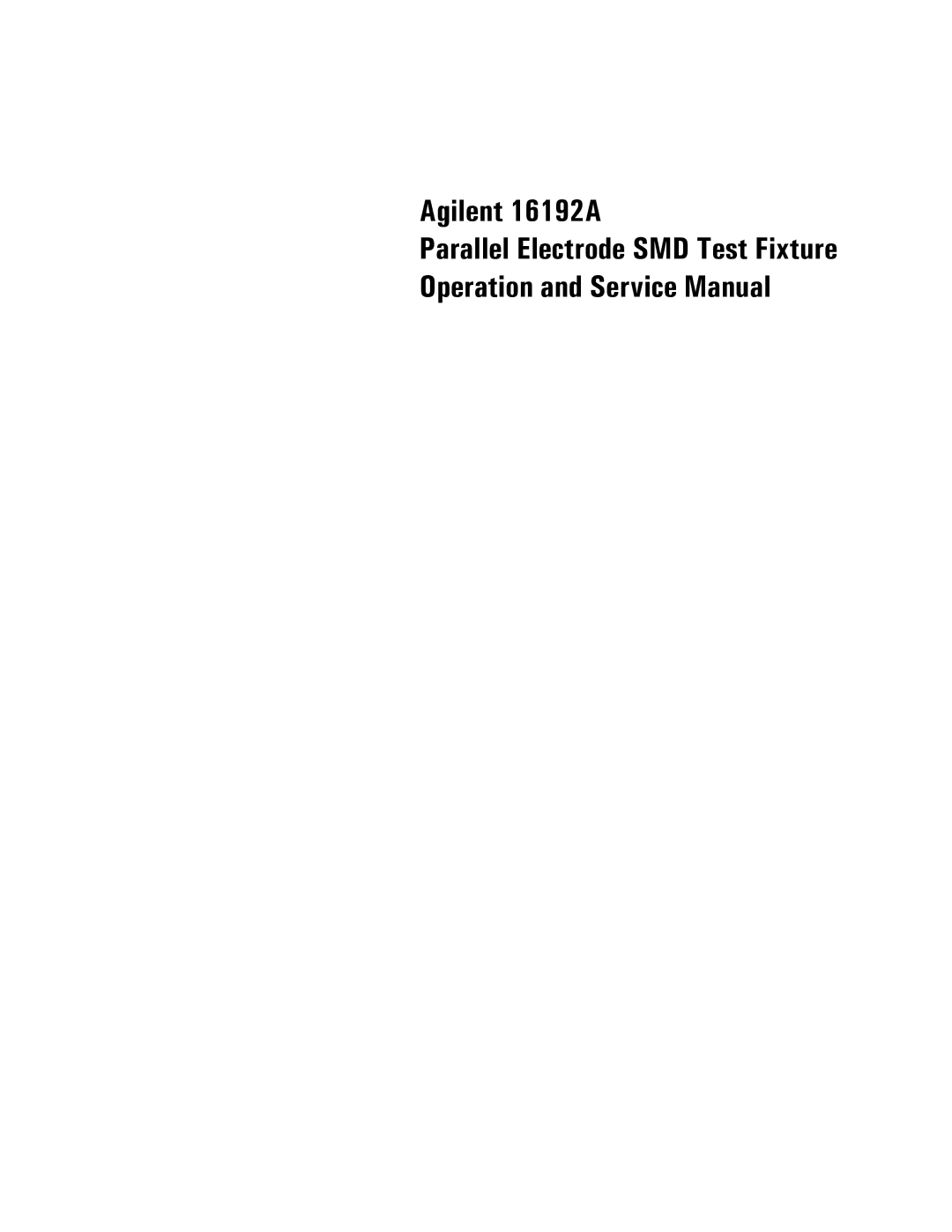 Agilent Technologies 16192a service manual Agilent 16192A 