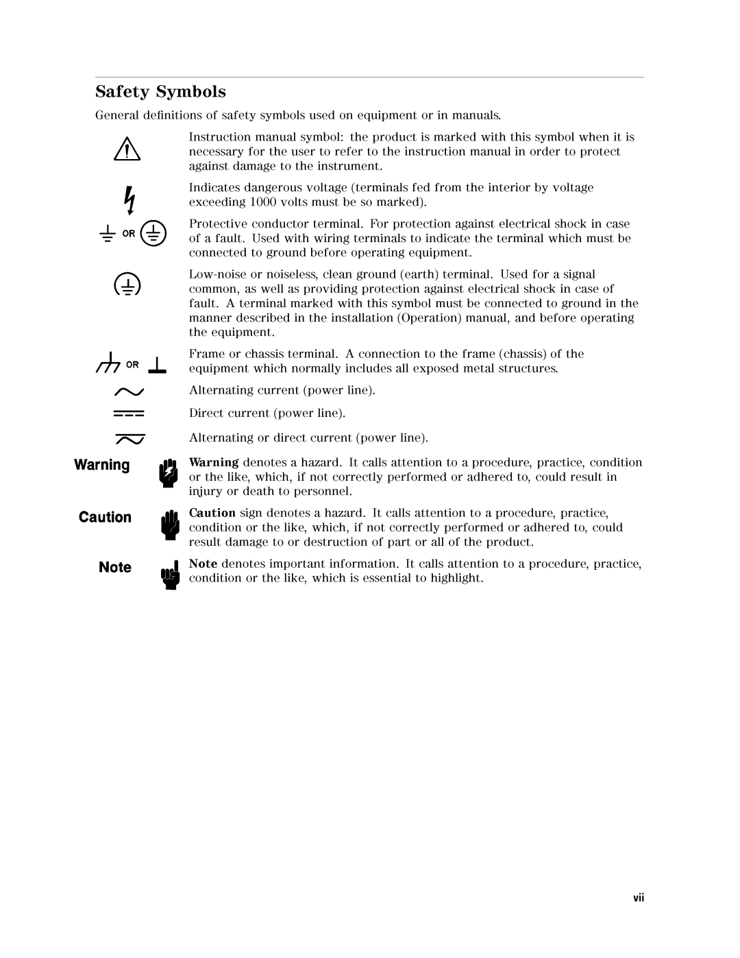 Agilent Technologies 16192a service manual Vii 