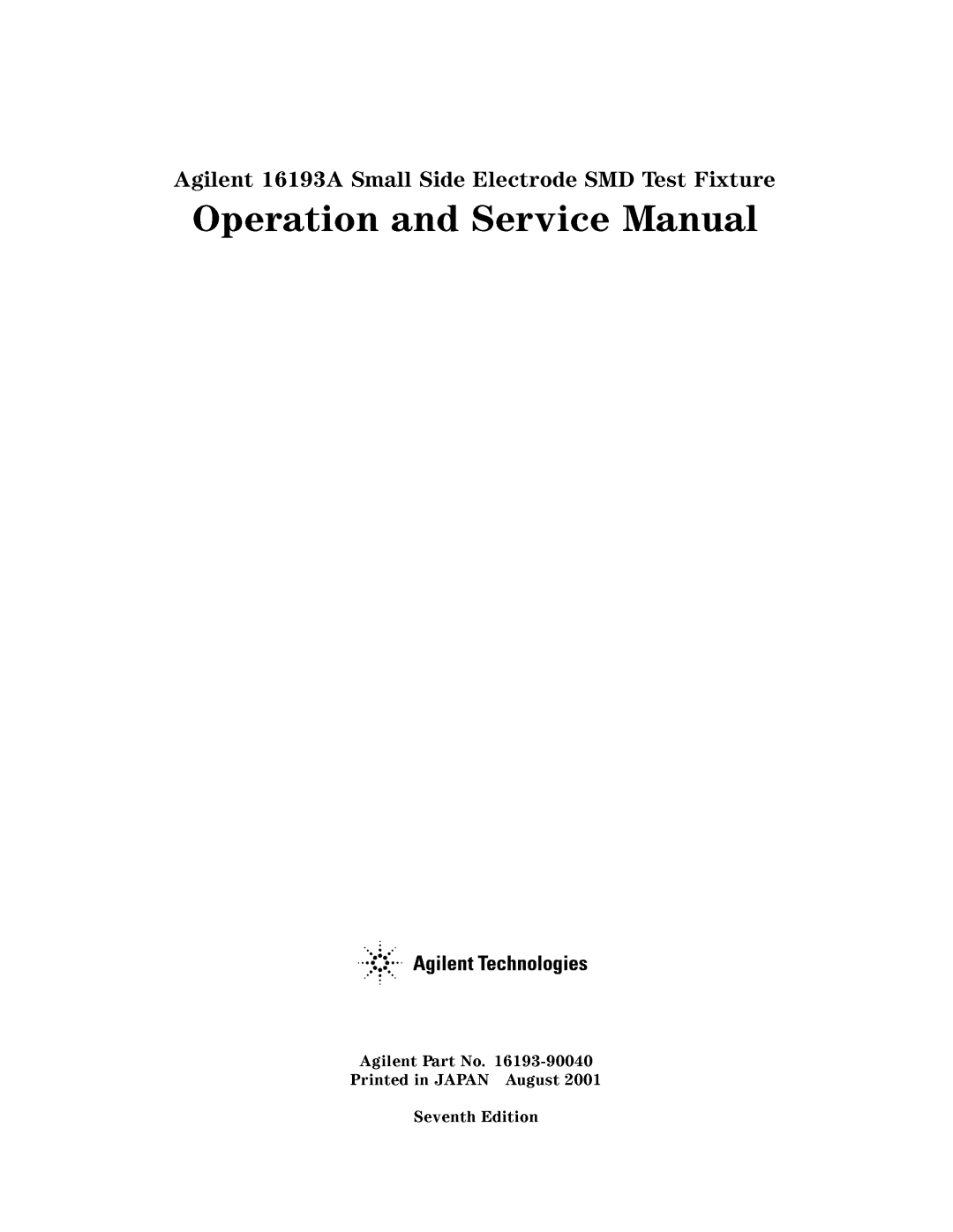 Agilent Technologies 16193A service manual 